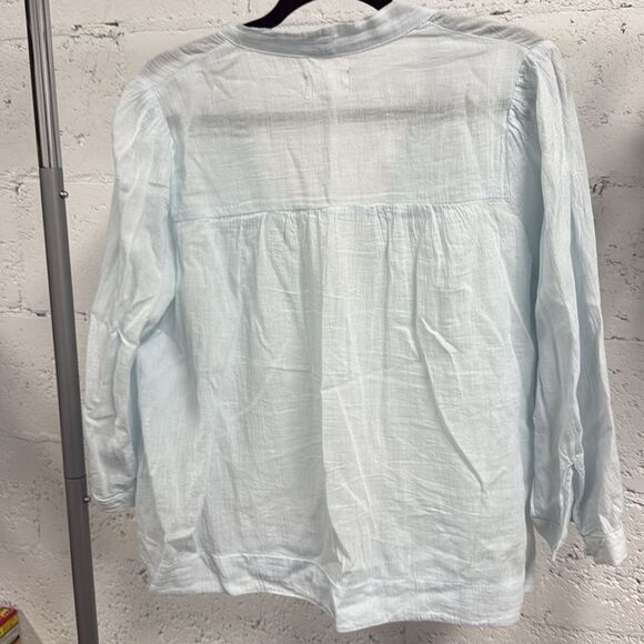Long Sleeve Relaxed Blouse HONORINE - Like New - Light Blue Top A Size Small - Picture 3 of 3